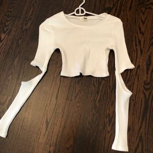 Crop top with cutout elbows